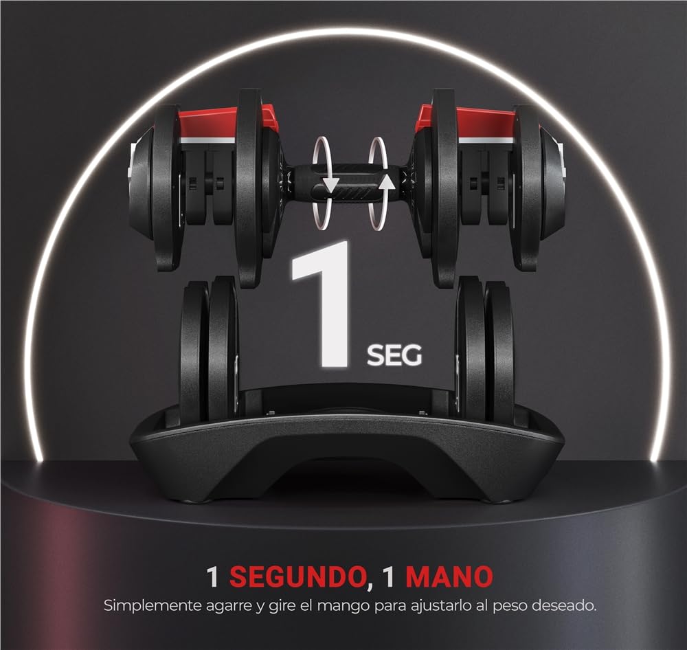 Yaheetech Mancuerna Ajustable 12 en 1/11 en 1 Pesas y Mancuernas Ajuste Rápido de 1.5 a 12.5kg/1,5 a 18kg/3 a 24kg/2 a 40kg con Base de Almacenamiento para Gimnasio en Casa