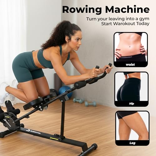 Image of Scullos Rowing Machine with AB Trainer | Home Gym Fitness Equipment | 150 Kg Capacity | LCD Display