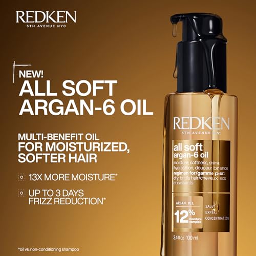 Image of Redken All Soft Argan-6 Oil Treatment For Dry Hair - Deeply Conditions Hair, Adds Softness and Shine With Argan Oil