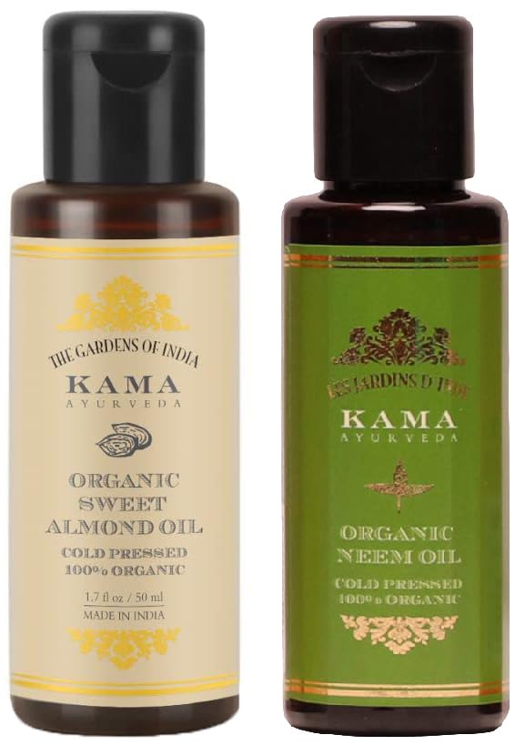 Kama Ayurveda Organic Sweet Almond Oil (50ml - In) & Kama Ayurveda Organic Neem Oil Combo-picture-14
