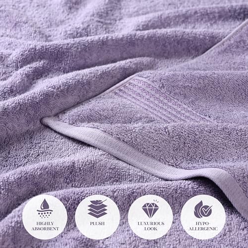 Superior Egyptian Cotton 6-Piece Towel Set, Bathroom Essentials, Towels For Bathroom, Apartment, Airbnb, Guest Bath, Face, Hand, Bath Towels, Washcloths, Absorbent, Fast Drying, Royal Purple by SUPERIOR - Image 8