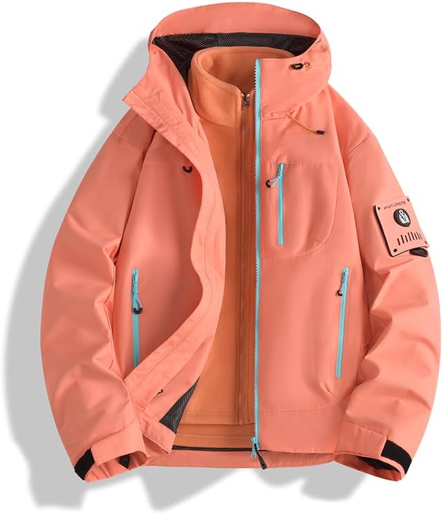 Hooded Outdoor Jacket, Unisex Stylish 3-in-1 Windbreaker for Fall/Winter Warmth and Skiing