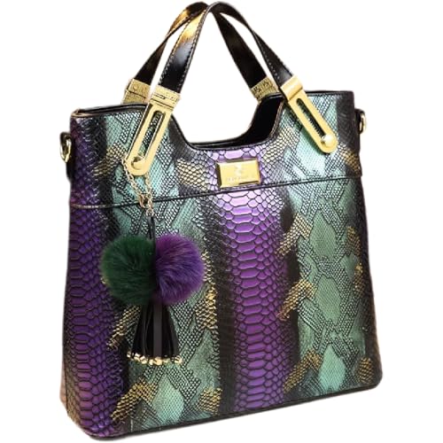 Large Serpentine Leather Women's Top Handle Satchel Handbags Fashion Chain Bag Tassel Purses Shoulder Messenger Bags2