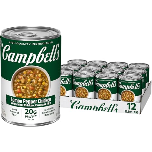 Image of Campbell's Protein Lemon Pepper Chicken Soup, 16.1 oz (12 Pack)