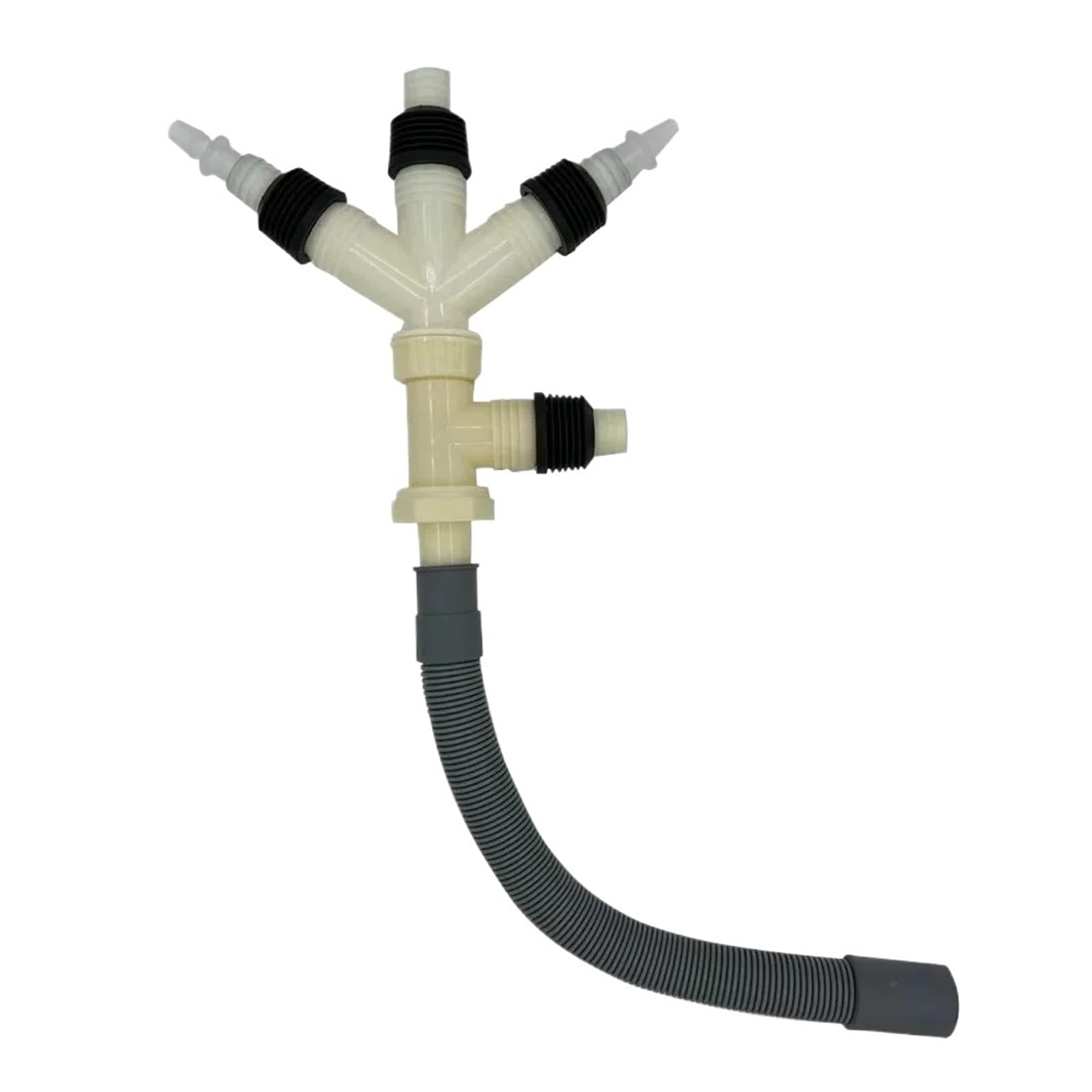 Adaptador en T for manguera de drenaje, tubo bajada for lavadora con conector junta cuatro vías extendido 10mm y 8mm(D,Hose length-1.5m)