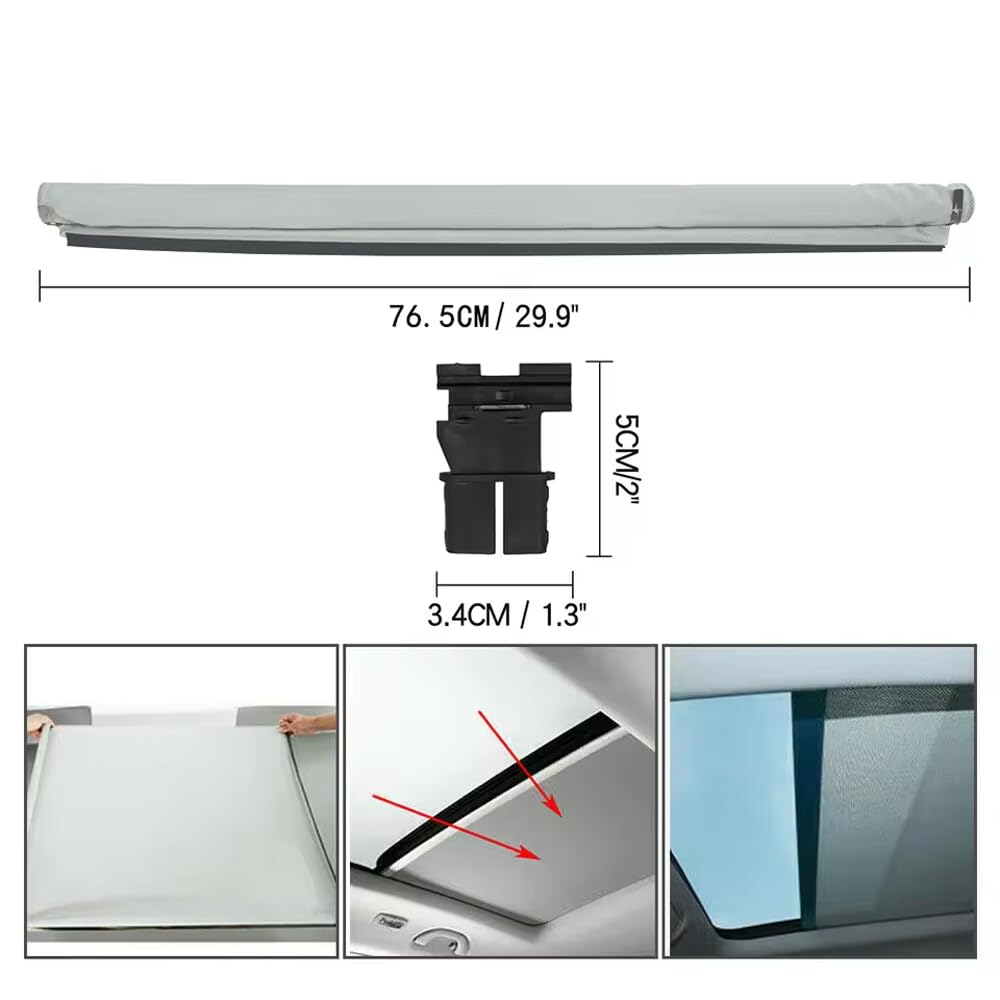 Tendina Tettuccio Apribile per Skoda Yeti 2010-2018, Parasole Avvolgibile, Protezione Solare e Isolamento Termico per Tetto Panoramico 1K9877307B,Grey