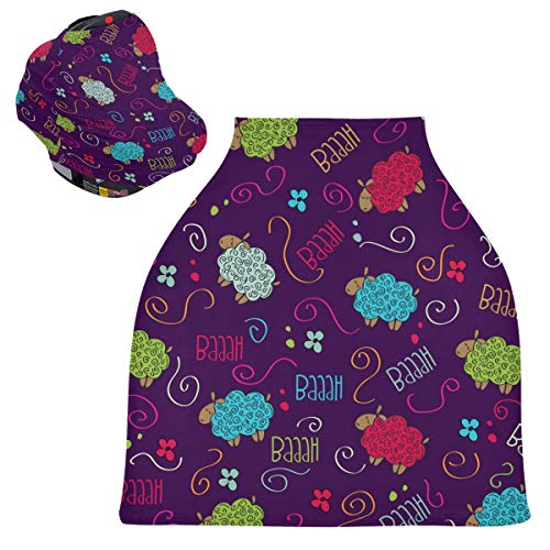 かわいいカワイイ羊ベビーカーシートカバーキャノピー伸縮性看護カバー幼児用母乳の男の子の女の子のための通気性防風冬のスカーフ