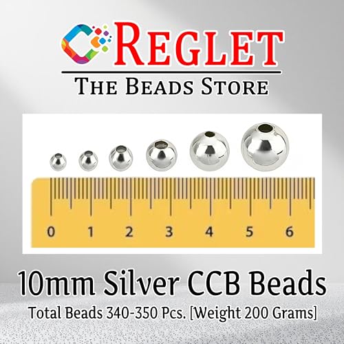 Image of 350 Pcs Silver Pearl Beads for Jewellery Making Kit | Bead Bracelet Making for Women Girls Kids | Crystal Beads for Craft | Pearls for Craft | 10mm | 200g