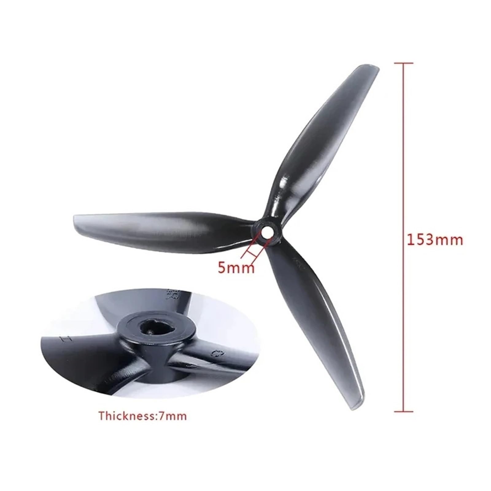 Hélice RC PC 7040 à 3 pales, rotors de remplacement en polycarbonate