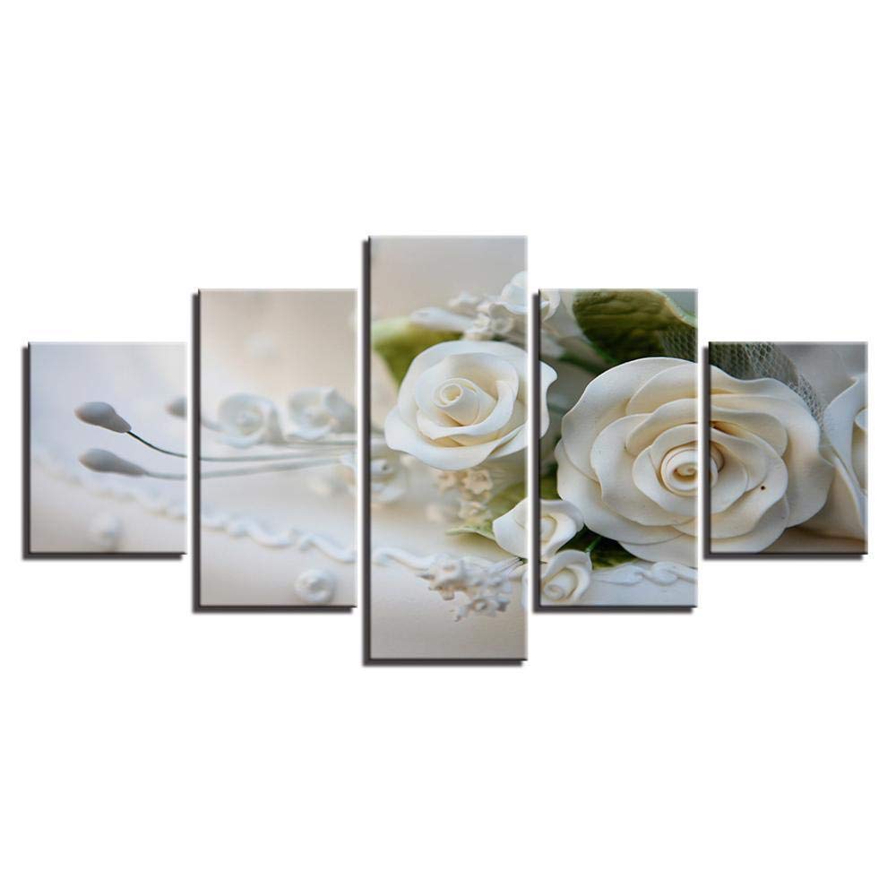 Blanc fleurs toile impression artistique pour illuminer un salon sombre