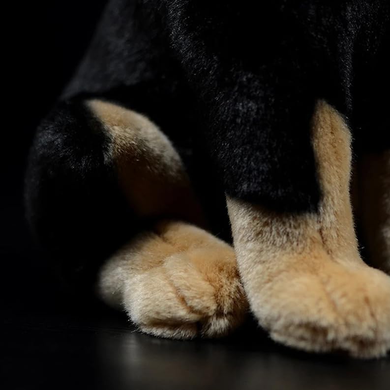 Simulation Dobermann Plüschtier Niedlich Kurzhaar Schwarz Polizeihund Modell Stofftier Puppe für Kinder Geburtstagsgeschenk 30cm Dobermann