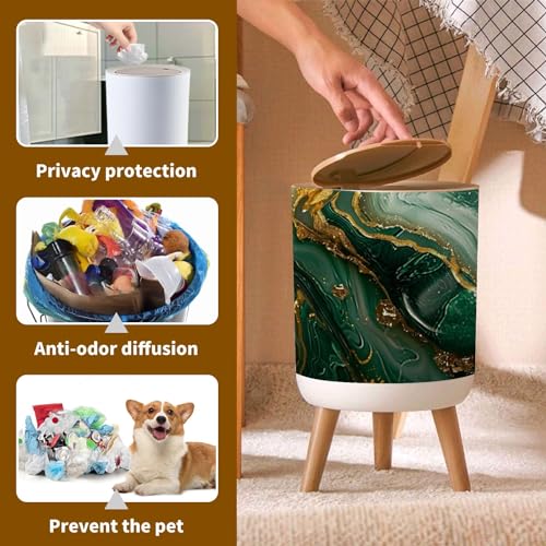 Caneca de Basura con Tapa Diseño Mármol Verde Dorado 1.8gal miniatura 7