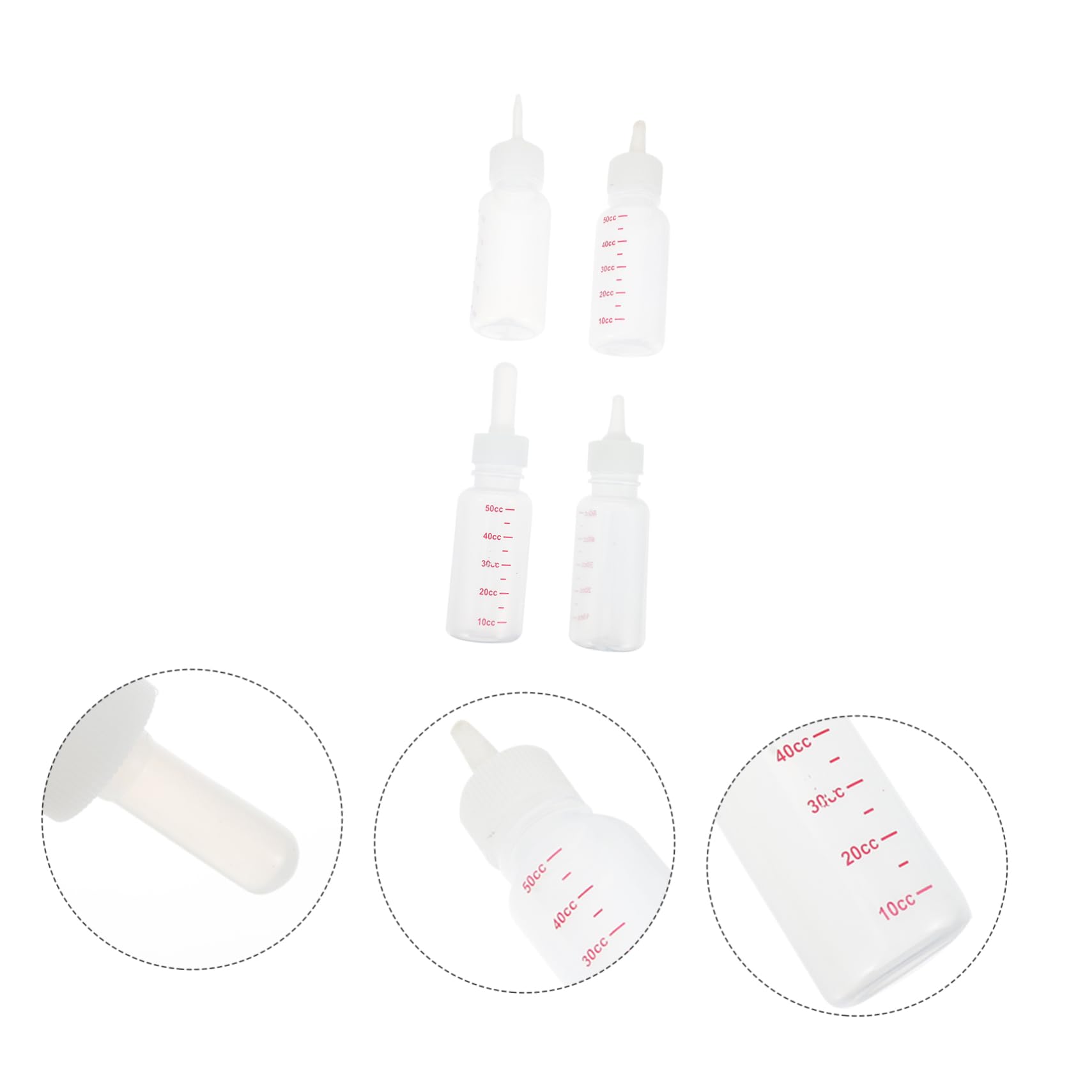 Hemoton Pet Feeding Bottles 4pcs Cat Dog Nursing Bottles Silicone Safe Healthy for Newborn Kitten Puppy