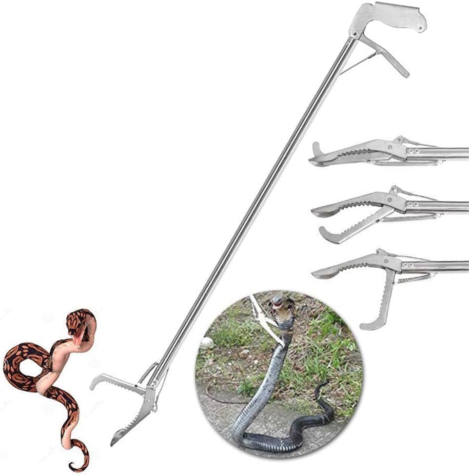 Pinzas de manejo de reptiles, herramienta de mandíbula ancha para captura segura de serpientes y lagartos, 75 cm de longitud