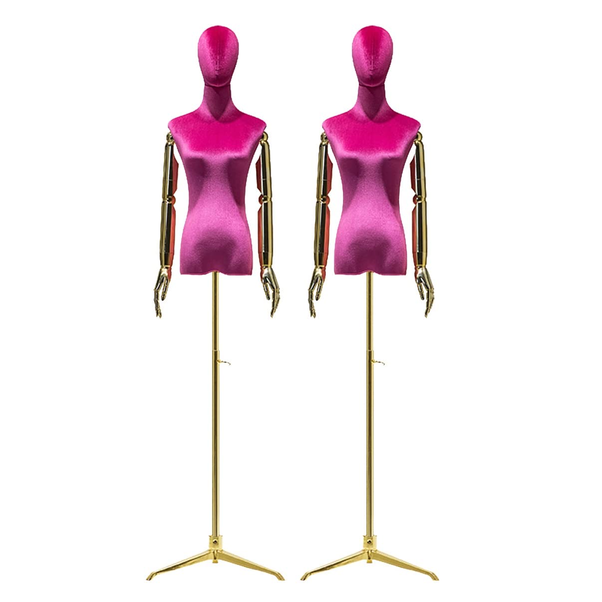 ITOSUI Adjustable 2pcs Dress Form Mannequin Torso, 53.1''-82.6'' Height, Velvet Red, Metal Tripod Base, Detachable Arms & Head, Ideal for Clothing, Jewelry Display, Sewing Projects