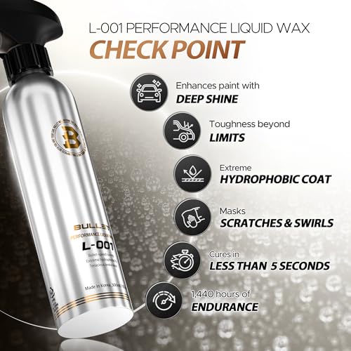 Image of BULLET L-001 SiO2 Ceramic Spray Wax for Cars, Liquid Car Wax with Hydrophobic Paint Protection, Deep Gloss Shine & Slick Finish, Spray-On Wipe-Off Top Coat for Paint, Glass, Wheels & Trim, 10.1 oz