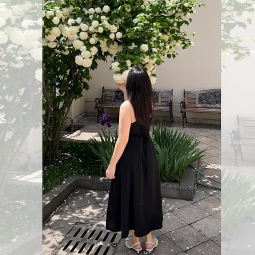 Image of ABEHIK Women Floral Corset Dress Summer Dress 2026 Boho Flowy Slit Lace Up Midi Dresses Going Out A Line Casual Sundress