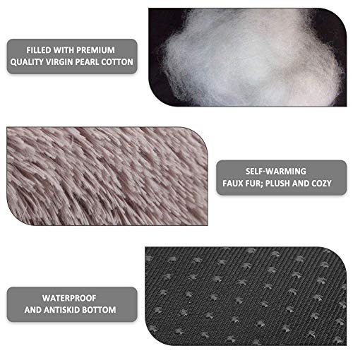 Cama quente luxuosa de pelúcia para cães pequenos e médios, gatos, sofá redondo para animais de esti