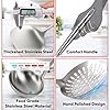 Newness 9 Pcs Cooking Utensils Set, 304 Stainless Steel Kitchen Utensils Set, Metal Kitchen Accessories, Include Soup Ladle, Slotted Skimmer Spoon, Spaghetti Spoon and Spatula, Dishwasher Safe #2
