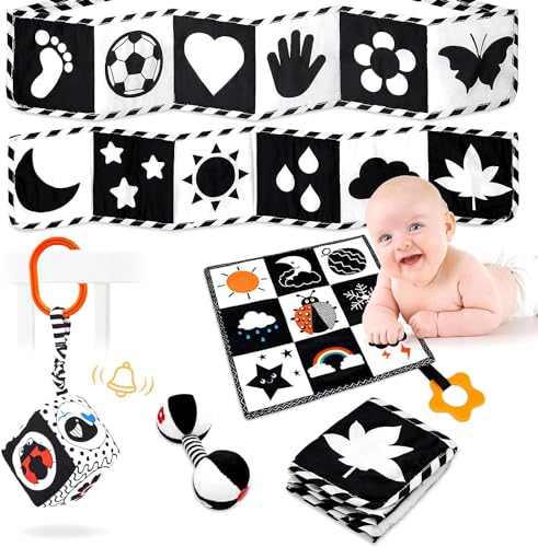 Black and White High Contrast Baby Toys for Newborn, Montessori T...