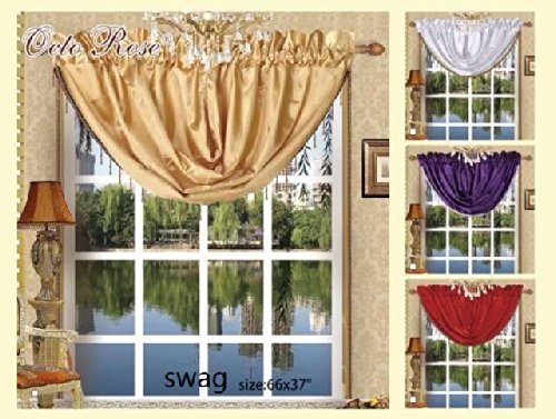 Octorose ® Royalty Custom Waterfall Window Valance Swags & Tails (White, Swag(66X37 Wxh)) #TOP1