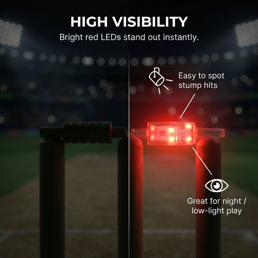 KD Willmax Bastoncini da cricket a LED, lampeggianti rossi attivati dagli urti, resistenti all'acqua, set da 2, batterie non incluse.