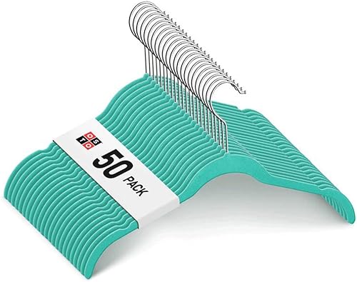 Percha de terciopelo rosa (paquete de 50) duradera y antideslizante de fieltro rosa, colgador para trajes, ahorro de espacio, colgador resistente