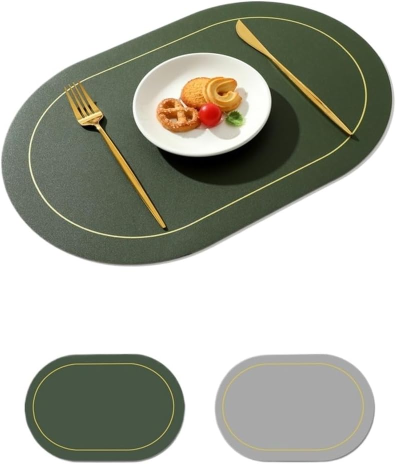 Wind Leather Western Placemat Oiled Placemat Hotel Placemat Non-Slip Thermal Insulation Mat Meal(Gray)