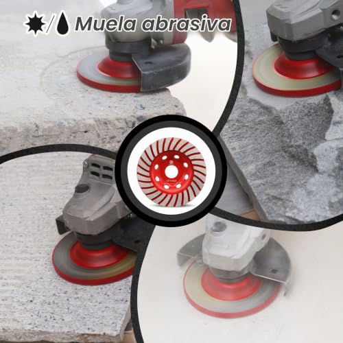 Miniatura 4 de Focstol Muela De Copa Diamante - 115mm Turbo Fila Disco Diamante De Lijar Para Hormigón Granito Mármol Mampostería Piedra Artificial Para Amoladora Angular