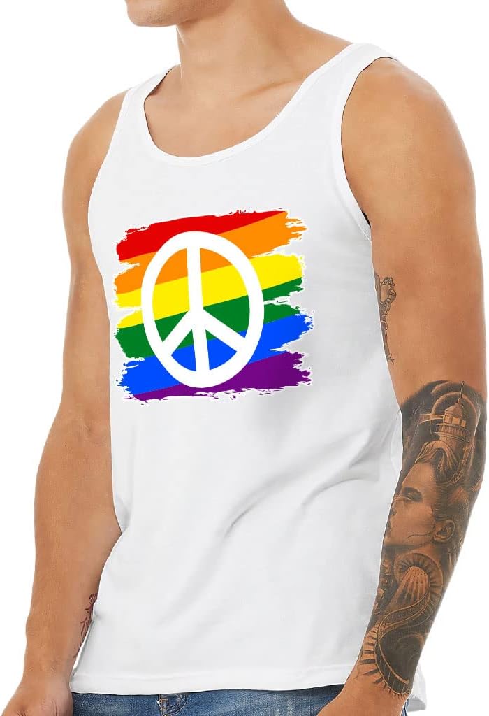 Rainbow Peace Sign Tank - Peace Symbol Workout Tank - Pride Jersey Tank