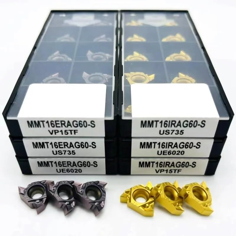 10pcs MMT16ER AG60-S VP15TF UE6020 US735 CNC Lathe Indexable Threading Carbide Insert Blade, Metal Turning Tools 16 ER 16IR AG60 Cutting Tool CNC Turning Blade Inserts(16ER AG60-S US735)