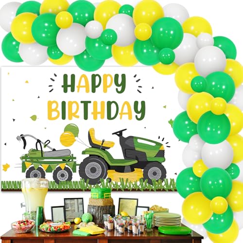 Sursurprise Lawnmower Birthday Party Decorations, Lawn Mower Birthday Backdrop Tractor Balloon Garland Arch Kit for Farm Farmyard Party Supplies by Sursurprise - Used condition - US$17.30