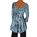 Funfash Plus Size Women Slimming Rhinestones Blue Top Shirt Blouse Made in USA