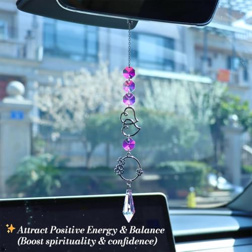 Image of HASTHIP 4Pcs Suncatcher Charm Room Decor, 34CM Sparkling Shining Crystal Sun Moon String Charm Hanging Ornament Wind Chime Suncatcher Charm for Door, Room, Gift
