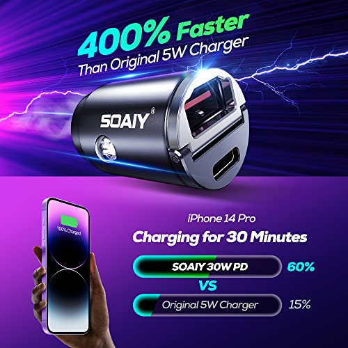 60W Car Charger Usb C, Pd 30W & Qc 30W Fast Charging Car Charger Adapter [Ultra-Mini, Flush Fit, All Metal], Compatible With Iphone 14 13 12 Samsung S22/21/20 Pixel All Smartphone #TOP7