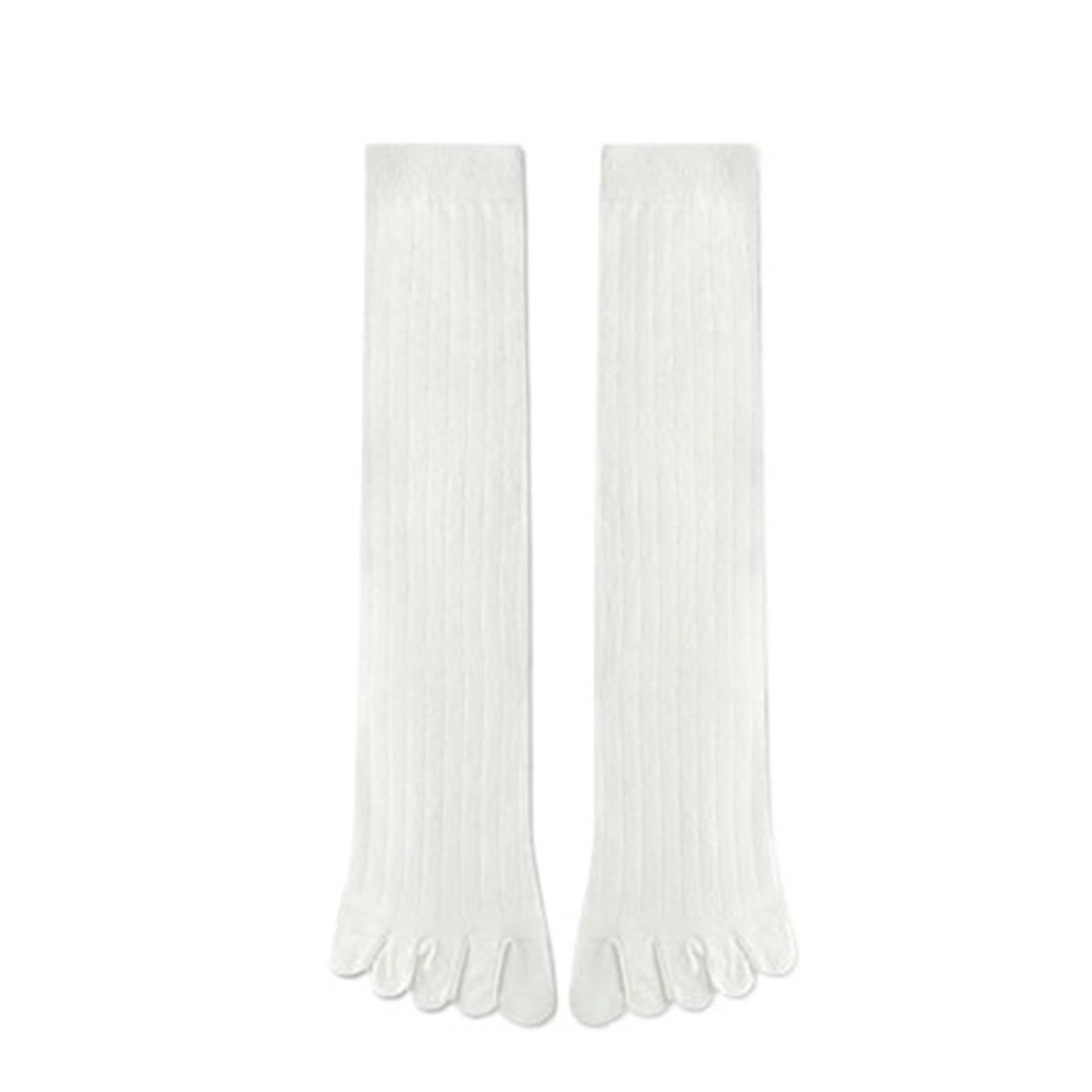 IRFHDCX Toe Socks 2/4 Pairs Toe Socks Long Cotton Simple Breathable 5 Finger Calf 4 Seasons Unisex(2pair White)