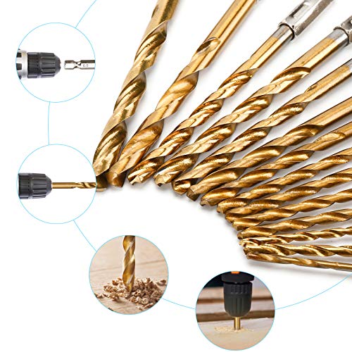Yxyl YXYL-0003 19Pcs Premium Hex Drill Bit Set, Titanium Drill Bits Set, High Speed Steel Hex Shank Drill Bits Sets thumb #4