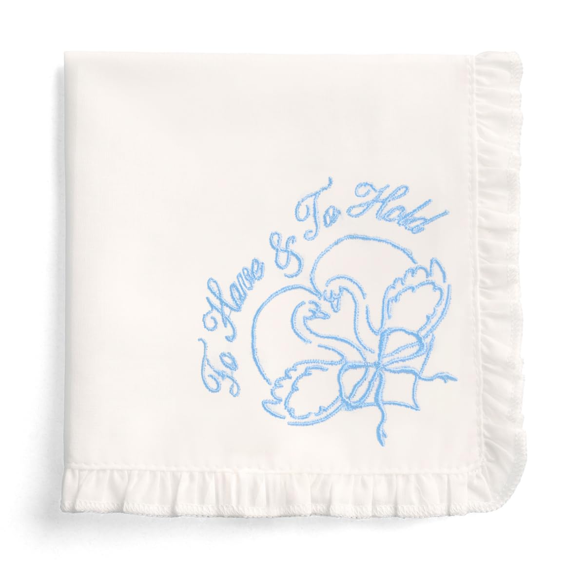 To Have And To Hold Handkerchief | Bachelorette Swan, Bridal Shower, Wedding, Something Blue, Ruffle Edge, Embroidered, Bride Gift, Glam, Bride to Be, Love, Bow-image-42