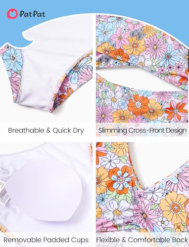 Image of PATPAT Family Matching Swimsuits Swimwear: Mommy and Me Striped Spliced One-Piece Matching Swimsuits Set