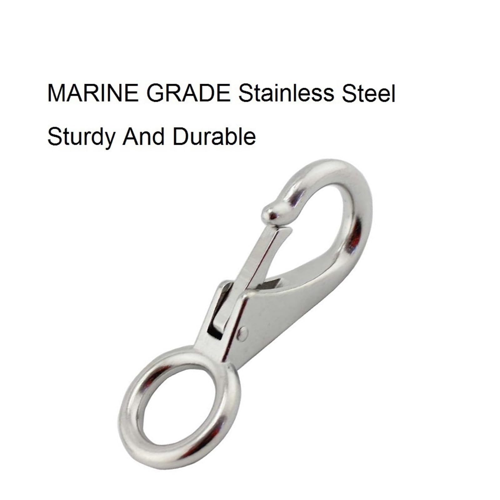5 Stück robuster Karabinerhaken aus rostfreiem Stahl 304 mit festem Ösenclip, Karabinerhaken, universelle Marine-Clip-Dock-Hardware(72mm)