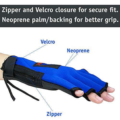 Water Gear Neoprene Fingerless Force Gloves - Aqua Fitness Gloves - Great For Workouts And Diving - Designed With Enhanced Grip - 50% More Resistance - Medium (Royal Blue) #TOP6