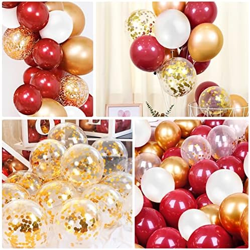DUGEHO Balloon Arch Kit, 107 PCS Balloon Arch Garland Kit,Red and Gold Balloons ,Metal Balloons Decorations for Birthday Wedding Anniversary Party Graduation