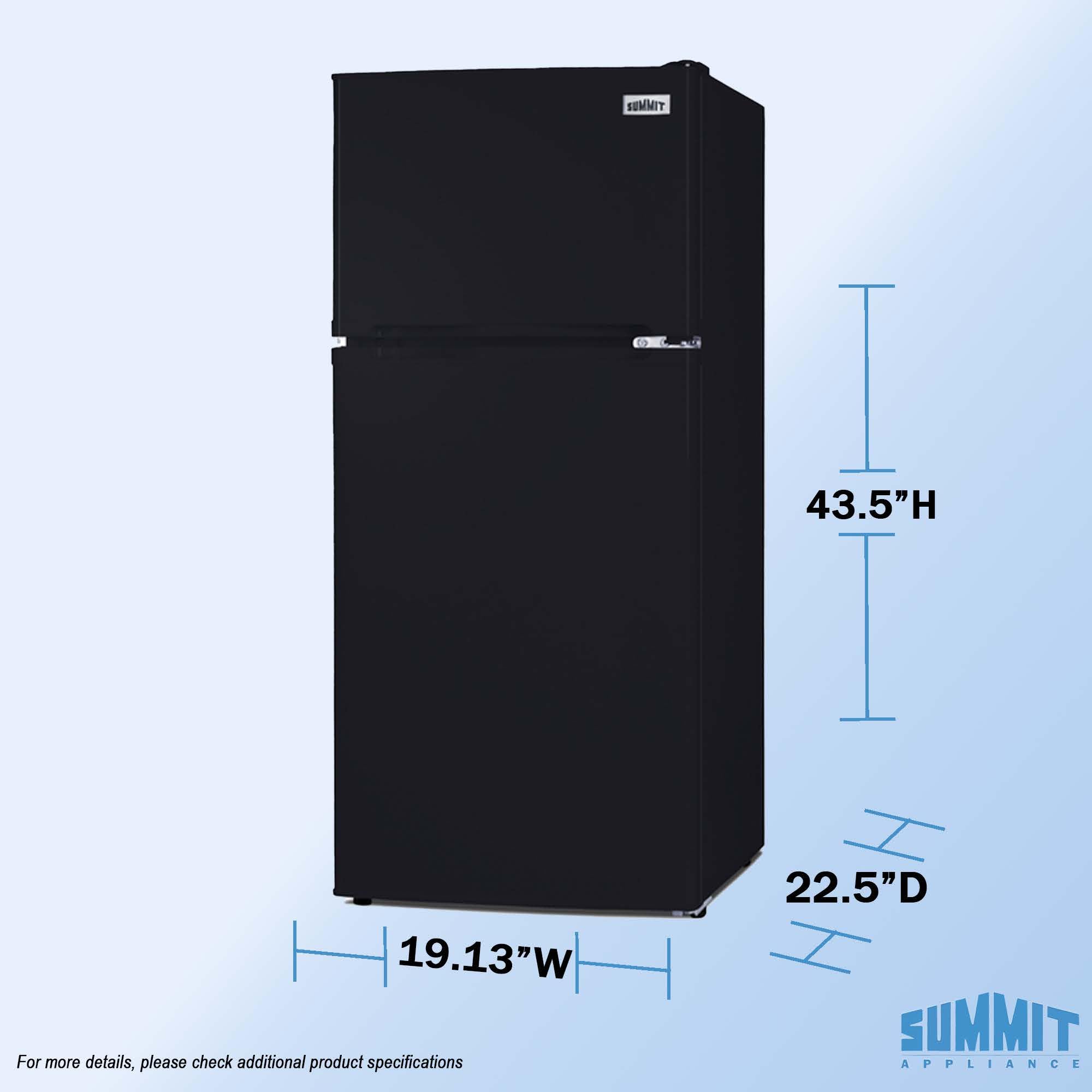 Summit 19” Refrigerator, 4.3 cu.ft. Capacity, Freezer, Undercounter, ADA Compliant, 43” Height, Black - FF713B on Fridge.com