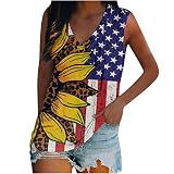 Vintage Tank Top for Women US Star Stripes Flag Printed Blouse Tops 4th of July Outfits Summer Going