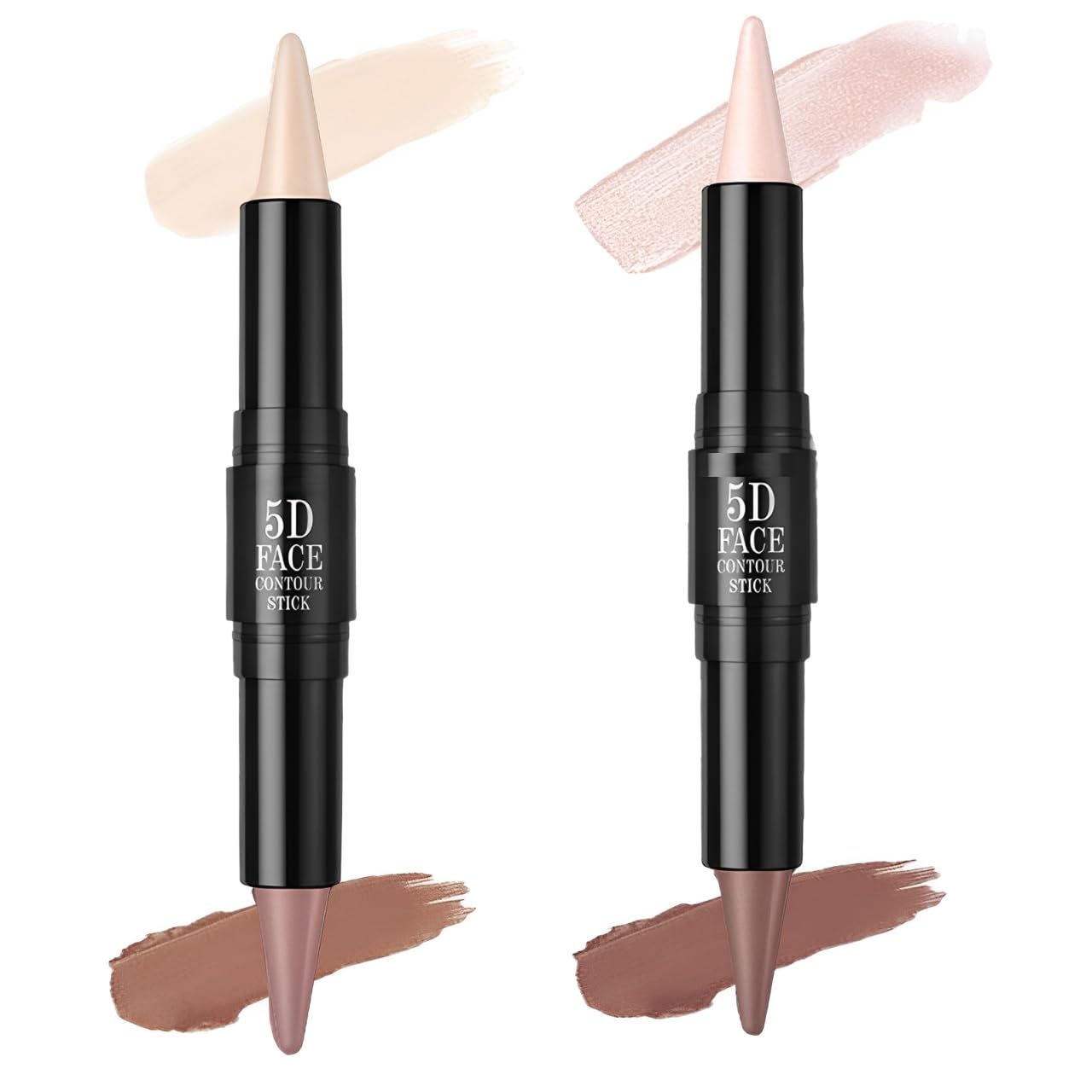 2Pcs Highlight Contour Stick,Dual-Ended 2 in 1 Shapes and Brightens Highlighter Makeup & Contouring Stick