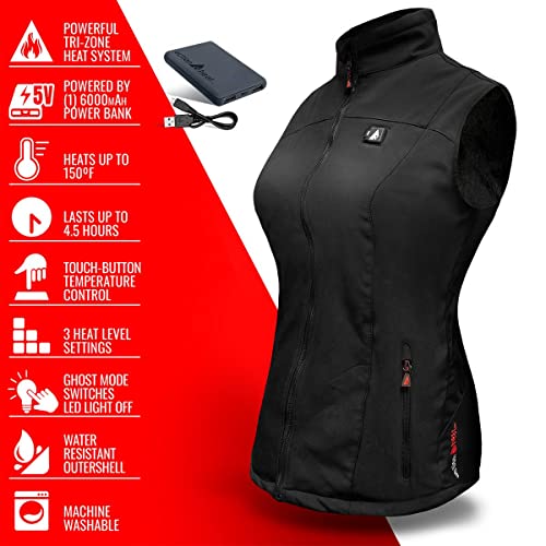 Actionheat Women's 5V Heated Vest, Slim Lightweight Softshell With Battery Pack #TOP3