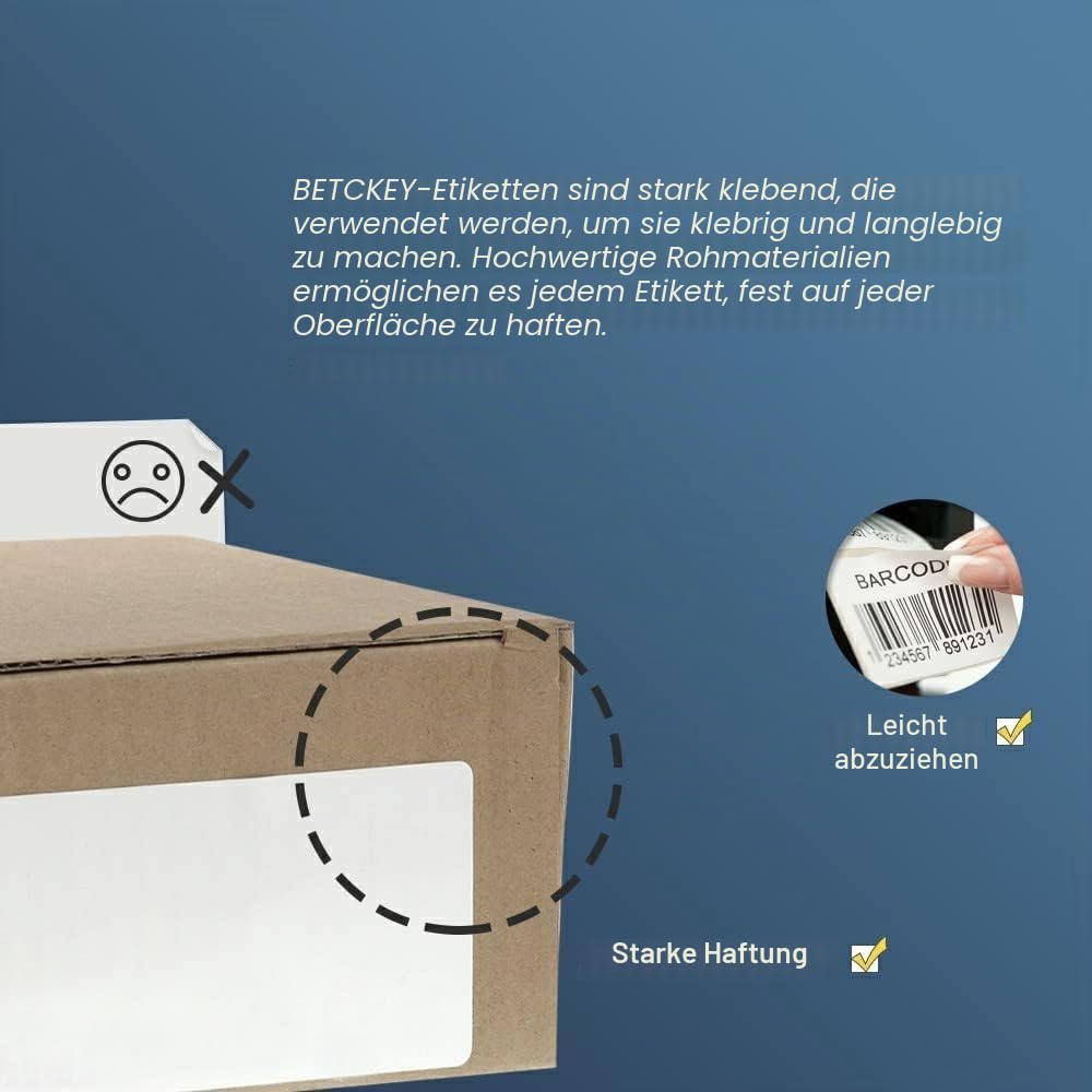 BETCKEY - 10 Rollen DK-11202 Versandetiketten Kompatibel mit Brother, 62mm x 100mm, 3000 Etiketten für Brother QL Etikettendrucker (2 Wiederverwendbare Etikettenhalter)