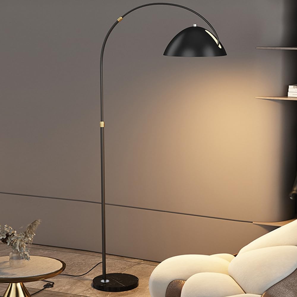 HGJHJJHK Contemporary 71.7" Arc Floor Lamp Hanging Dome Shade Floor Light Marble Base Tall Lamp with Foot Switch E26 Dimmable Standing Lamp for Living Room Bedroom Villa