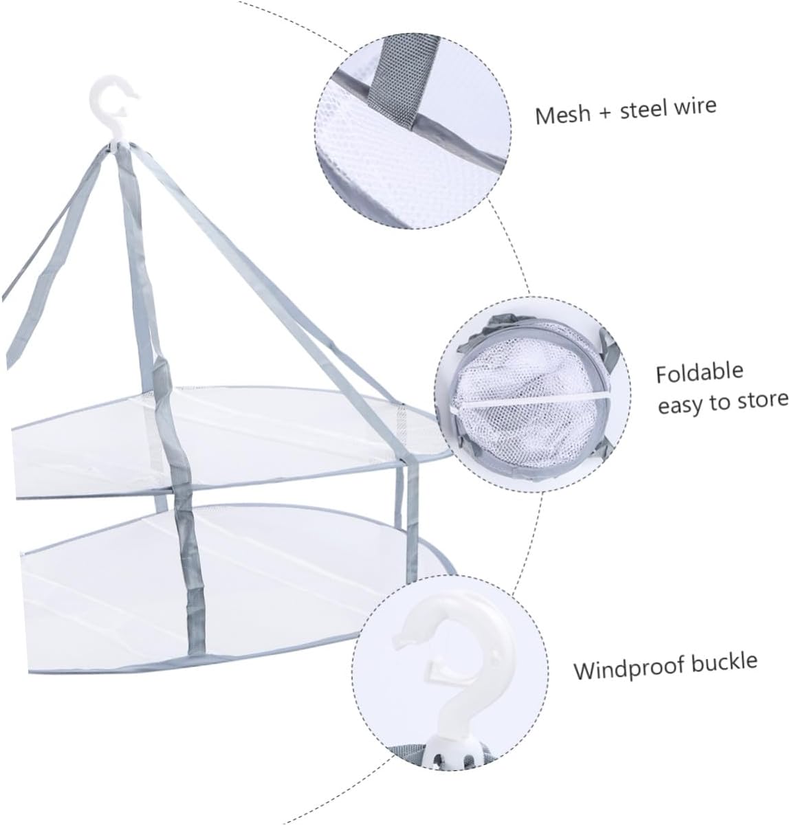 VICASKY 3pcs Clothes Drying Basket Set with Hanging Net, Household Storage Hangers for Socks Sweaters, Single to Triple Layer Flat Drying Rack for Indoor Laundry Organization