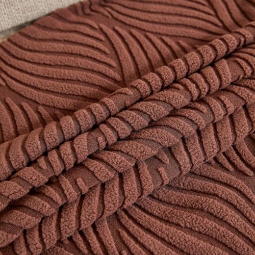 Image of HOMETHREADS Elastic Jacquard Chair Cover - Stretchable, Removable & Washable Short Dining Chair Slipcover | Durable Seat Protector for Kitchen, Dining Room & Banquet Chairs (Brown, Pack of 1)